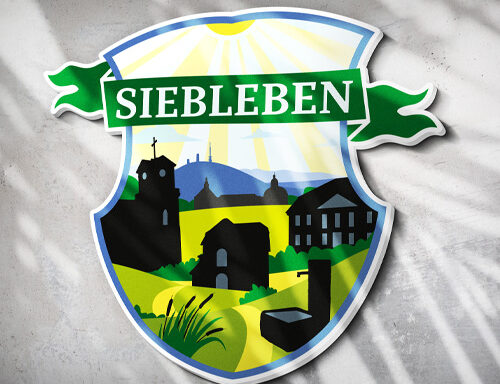 Siebleben Emblem auf Aluminiumverbundplatte